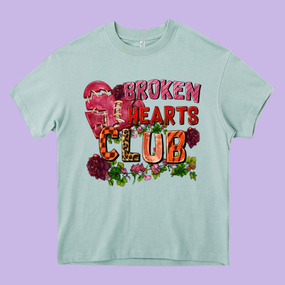 Broken Heart Club Heavy Core Tee Designed By Fadigitalartstudio