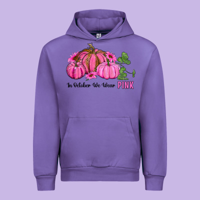 In October We Wear Pink Pumpkin And Sunflowers Urban Hoodie Designed By Ranaportraitstore