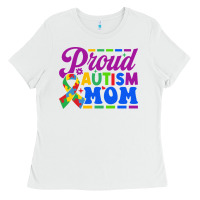 White Proud Autism Mom Ladies Tee - CowhideDigitalArt