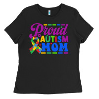 Black Proud Autism Mom Ladies Tee - CowhideDigitalArt