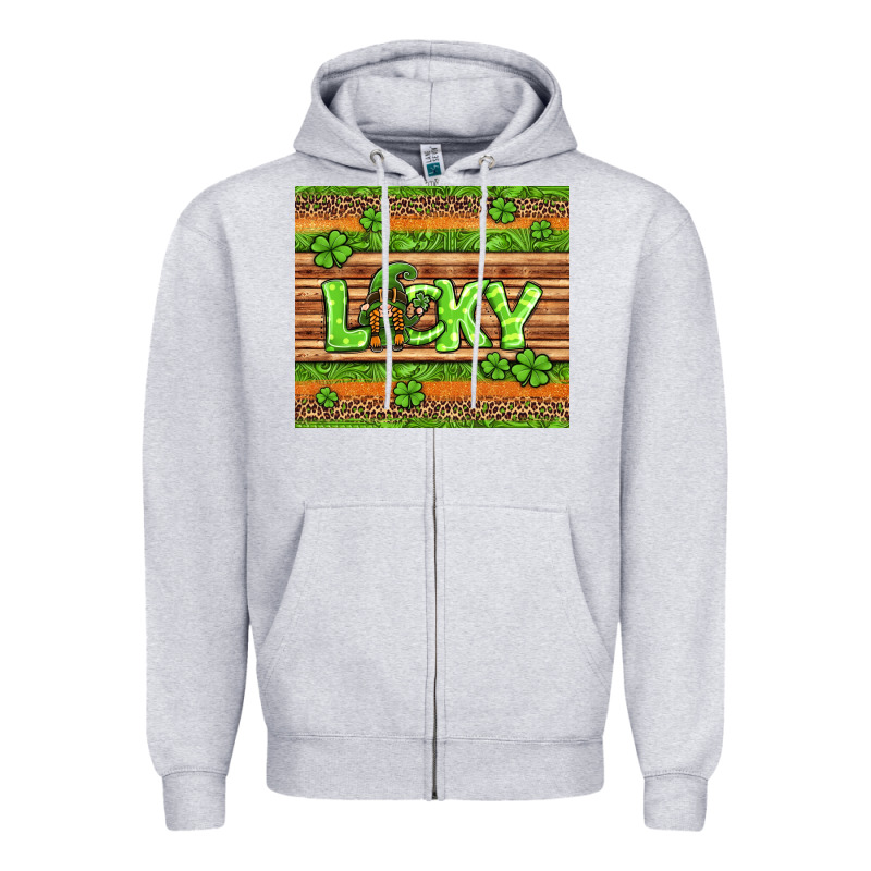 St Patricks Lucky Gnome Zipper Hoodie by Jasminsmagicworld | Teevron