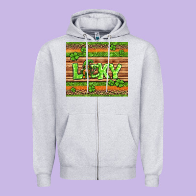 St Patricks Lucky Gnome Zipper Hoodie Designed By Jasminsmagicworld