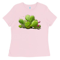 Bubblegum Pink Desert Prickly Pear Cactus Ladies Tee - LillyAllenDesigns