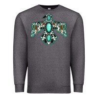 Charcoal Heather cowhide turquoise thunderbird Premium Sweatshirt - Jasminsmagicworld