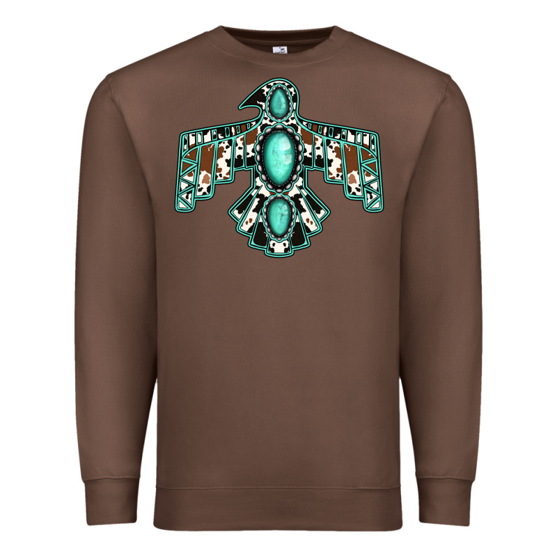 Cowhide Turquoise Thunderbird Premium Sweatshirt by Jasminsmagicworld | Teevron