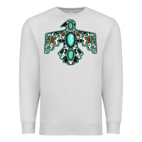 Dove Grey cowhide turquoise thunderbird Premium Sweatshirt - Jasminsmagicworld