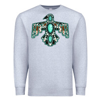 Heather Grey cowhide turquoise thunderbird Premium Sweatshirt - Jasminsmagicworld