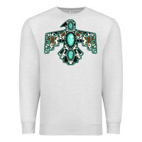 Oatmeal Heather cowhide turquoise thunderbird Premium Sweatshirt - Jasminsmagicworld