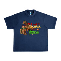 Navy All I Want For Christmas Is A Horse Urban Heavy Tee - LillyAllenDesigns