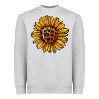 Heather Grey sunflower leopard Heavyweight Sweatshirt - Jasminsmagicworld