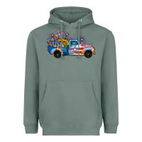 Sage USA 4th of July Sunflower Truck Heavyweight Hoodie - Jasminsmagicworld