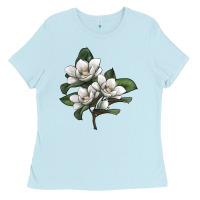 Baby Blue Magnolia Flower Illustration Ladies Tee - LillyAllenDesigns