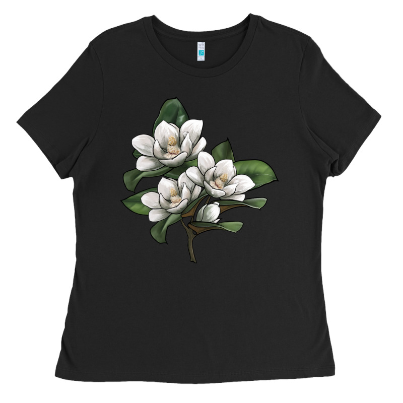 Magnolia Flower Illustration Ladies Tee by LillyAllenDesigns | Teevron