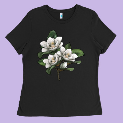 Magnolia Flower Illustration Ladies Tee Designed By Lillyallendesigns