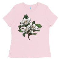 Bubblegum Pink Magnolia Flower Illustration Ladies Tee - LillyAllenDesigns