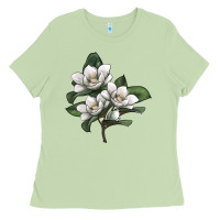 Matcha Magnolia Flower Illustration Ladies Tee - LillyAllenDesigns