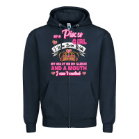 Navy As A Pisces Girl I Was Born With My Heart On My Sleeve And A Mouth Zipper Hoodie - Jasminsmagicworld