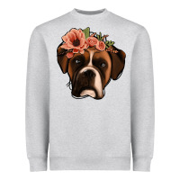 Heather Grey floral boxer Heavyweight Sweatshirt - Jasminsmagicworld