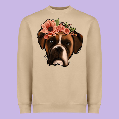Floral Boxer Heavyweight Sweatshirt Designed By Jasminsmagicworld