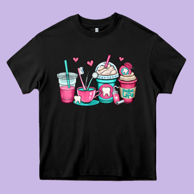 Dentist Coffee Cups Heavy Core Tee Designed By Oliviacreatesart