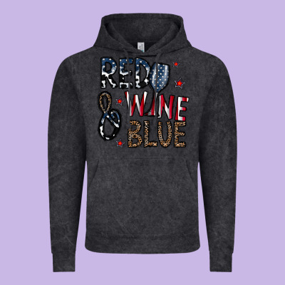 Red Wine Blue Vintage Hoodie Designed By Cowhidedigitalart