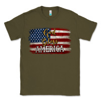 Army Green God Bless America Distressed Flag Classic Tee - Jasminsmagicworld