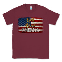 Burgundy God Bless America Distressed Flag Classic Tee - Jasminsmagicworld