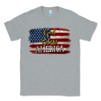Heather Grey God Bless America Distressed Flag Classic Tee - Jasminsmagicworld