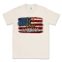 Natural God Bless America Distressed Flag Classic Tee - Jasminsmagicworld