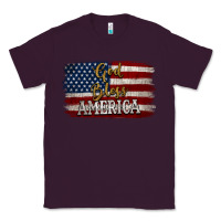 Plum God Bless America Distressed Flag Classic Tee - Jasminsmagicworld