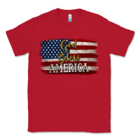 Red God Bless America Distressed Flag Classic Tee - Jasminsmagicworld