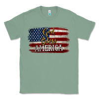 Sage God Bless America Distressed Flag Classic Tee - Jasminsmagicworld