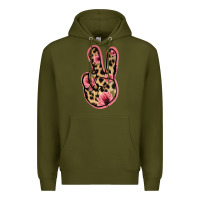 Army Green Floral Leopard Peace Sign Premium Hoodie - Jasminsmagicworld