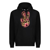 Black Floral Leopard Peace Sign Premium Hoodie - Jasminsmagicworld