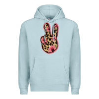 Blue Mist Floral Leopard Peace Sign Premium Hoodie - Jasminsmagicworld