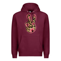 Burgundy Floral Leopard Peace Sign Premium Hoodie - Jasminsmagicworld