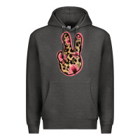 Charcoal Heather Floral Leopard Peace Sign Premium Hoodie - Jasminsmagicworld