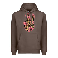 Coffee Floral Leopard Peace Sign Premium Hoodie - Jasminsmagicworld
