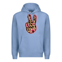 Colony Blue Floral Leopard Peace Sign Premium Hoodie - Jasminsmagicworld