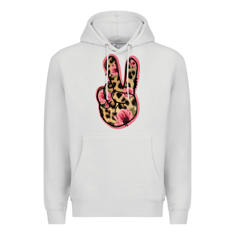 Floral Leopard Peace Sign Premium Hoodie by Jasminsmagicworld | Teevron