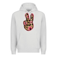 Dove Grey Floral Leopard Peace Sign Premium Hoodie - Jasminsmagicworld