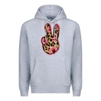 Heather Grey Floral Leopard Peace Sign Premium Hoodie - Jasminsmagicworld