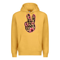 Mustard Floral Leopard Peace Sign Premium Hoodie - Jasminsmagicworld
