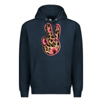 Navy Floral Leopard Peace Sign Premium Hoodie - Jasminsmagicworld