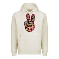 Oatmeal Heather Floral Leopard Peace Sign Premium Hoodie - Jasminsmagicworld