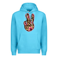Ocean Blue Floral Leopard Peace Sign Premium Hoodie - Jasminsmagicworld