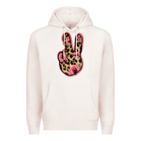 Pale Pink Floral Leopard Peace Sign Premium Hoodie - Jasminsmagicworld