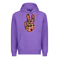 Purple Floral Leopard Peace Sign Premium Hoodie - Jasminsmagicworld