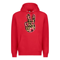 Red Floral Leopard Peace Sign Premium Hoodie - Jasminsmagicworld
