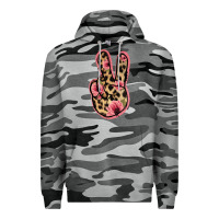 Slate Camo Floral Leopard Peace Sign Premium Hoodie - Jasminsmagicworld
